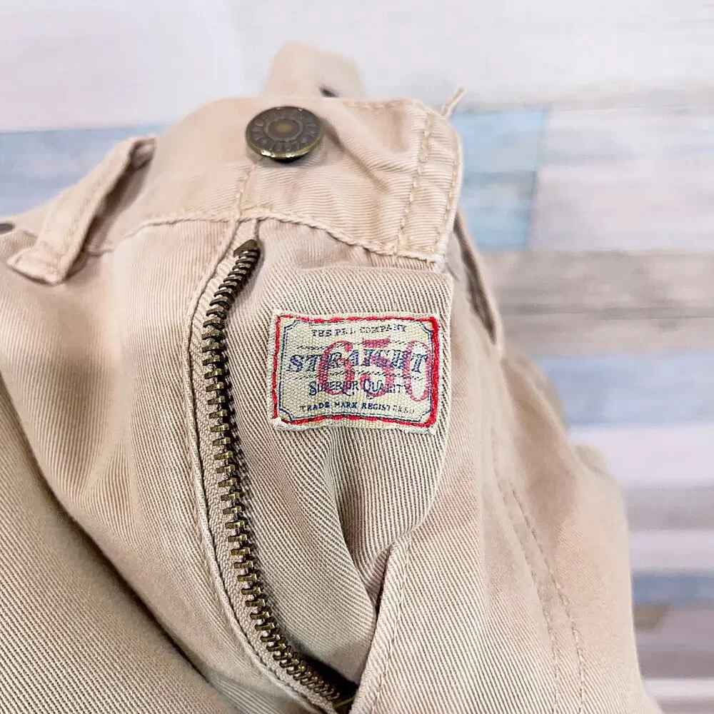 POLO Ralph Lauren 650 Straight Leg Jeans Tan Flat Front Cotton Twill Mens 30x28